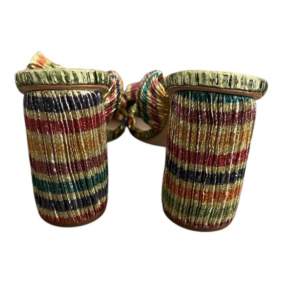 Loeffler Randall Penny Knotted Candy Rainbow Striped Mules Size 9 NWT - Picture 6 of 9